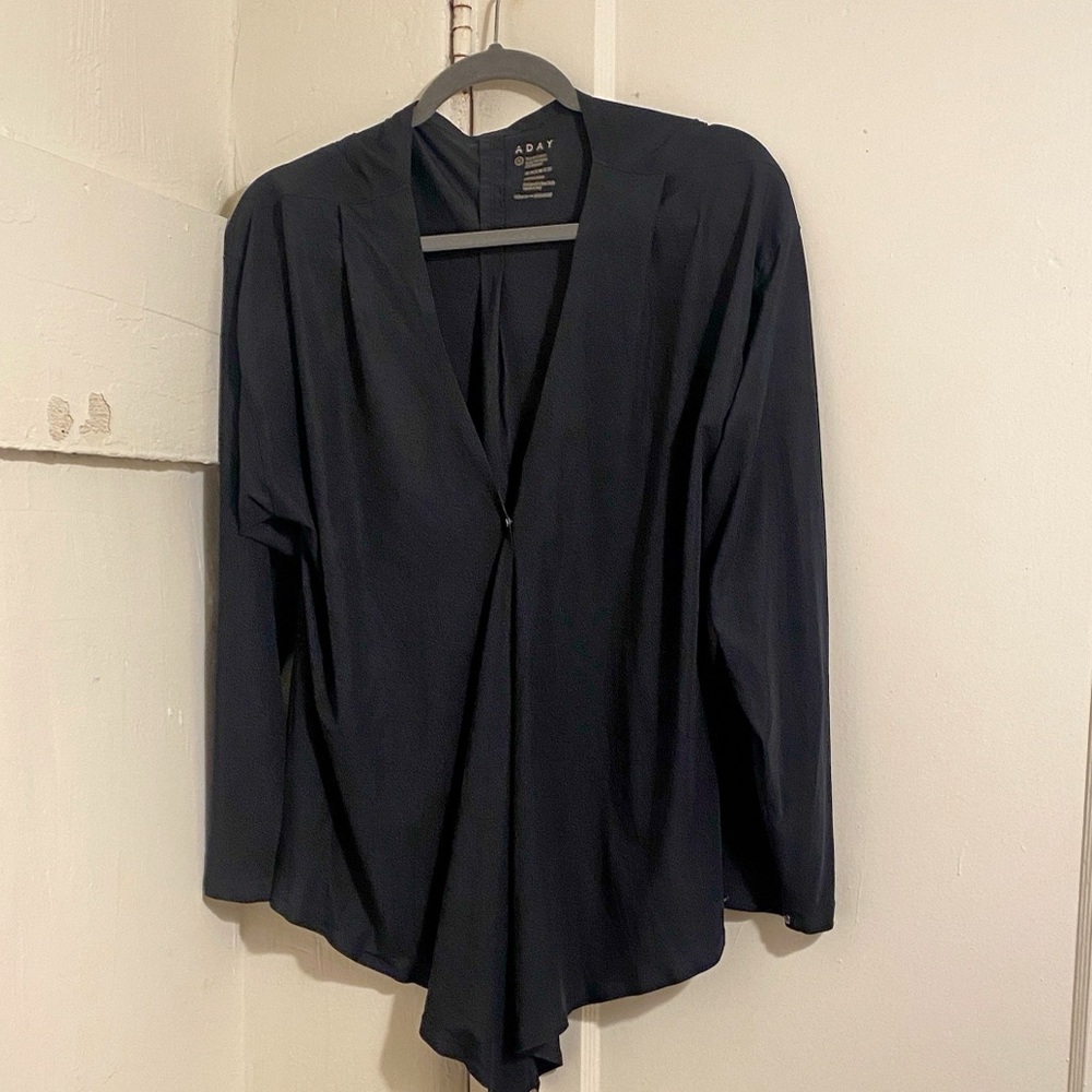 ADAY That’s a Wrap Top Black Stretch Top | Sustainable Capsule Wardrobe